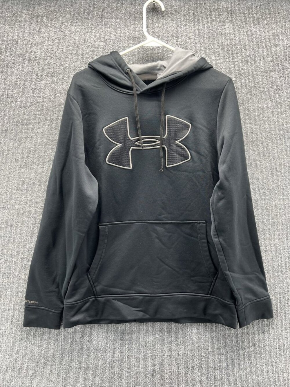Under Armour Hoodie Mens Small Black Storm Pullover Fleece Logo Sweatshirt